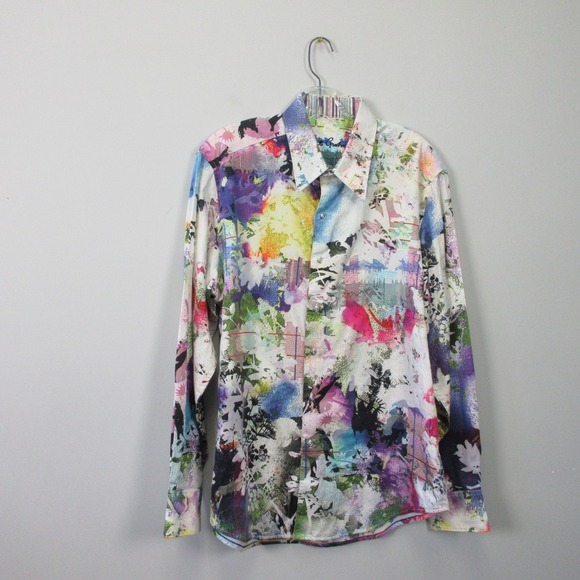 Robert Graham Mack Daddy Classic Fit Button Down Shirt Men L Watercolor 284 - Picture 1 of 16